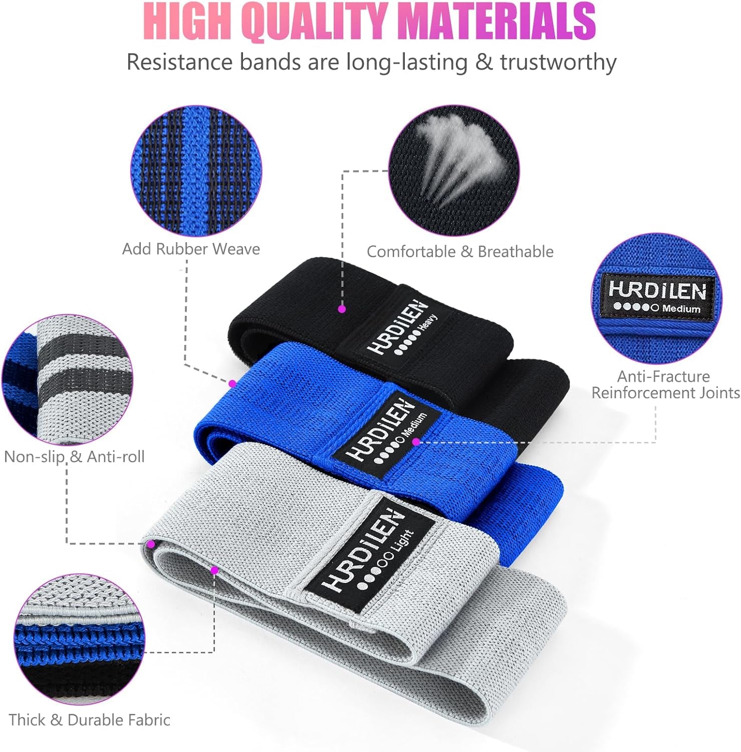 Resistance Bands for Working Out, Exercise Workout Bands for Women & Men, 3 Levels Elastic Stretch Bands for Exercise with Carry Bag for Physical Therapy, Home Fitness, Strength Training, Yoga